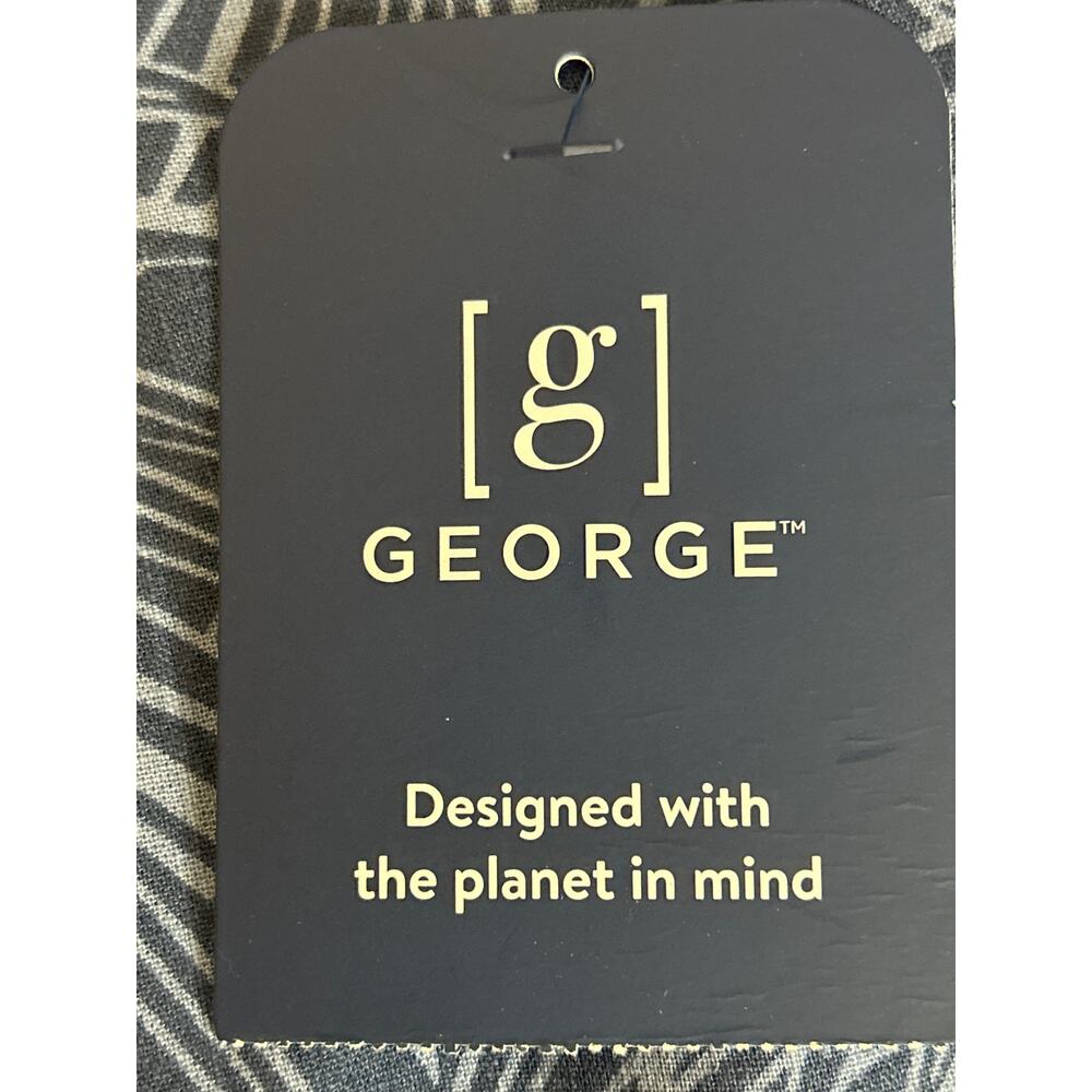 George Men’s Hawaiian Shirt Blue Palms Size Large Short‎ Sleeve Button Up NWT - Picture 5 of 8
